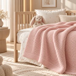 Karaca Home Little Honey Knitted Blanket 100 x 120 cm - Pink, 200.22.11.0083