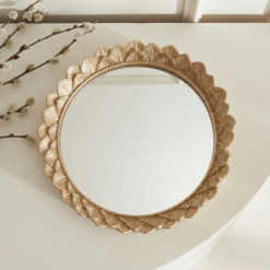 Karaca Home Rosa Decorative Tray 23 cm – Elegant Mirror Base Serving Tray with Gold Accents, 153.09.01.6458