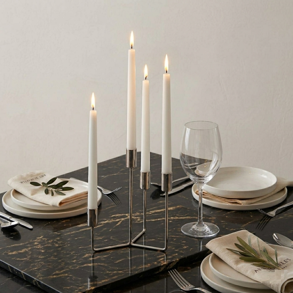 Karaca Home Siela 4-Piece Candlestick Set ? Silver, 8680214382608 2 Karaca Home Siela 4-Piece Candlestick Set ? Silver, 8680214382608 - Image 2