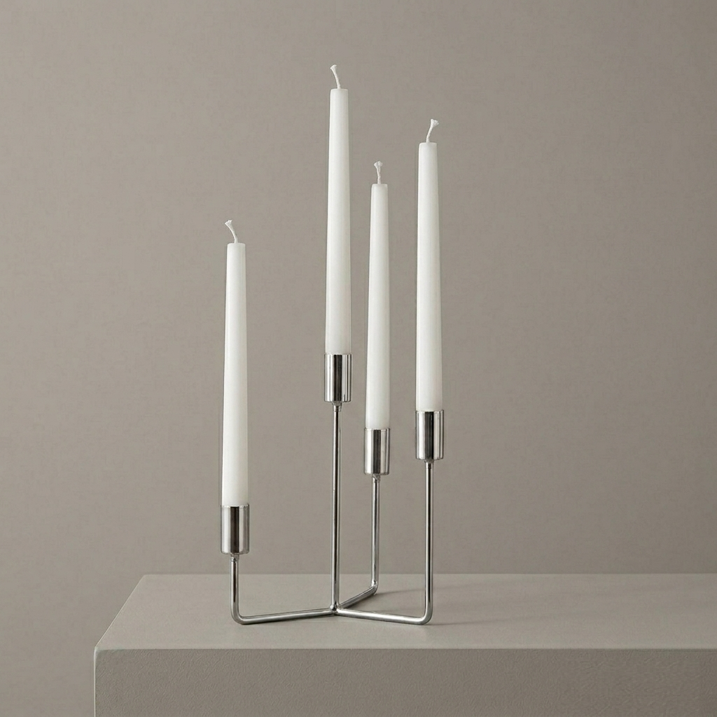 Karaca Home Siela 4-Piece Candlestick Set ? Silver, 8680214382608 1 Karaca Home Siela 4-Piece Candlestick Set ? Silver, 8680214382608
