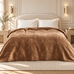 Karaca Home Sandra Herringbone Double Cotton Blanket 200 × 220 cm – Brown, 200.22.05.0149