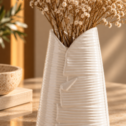 Alternative view of Karaca Home Leaf White Sculptural Vase – 24 cm, 300.23.01.0315