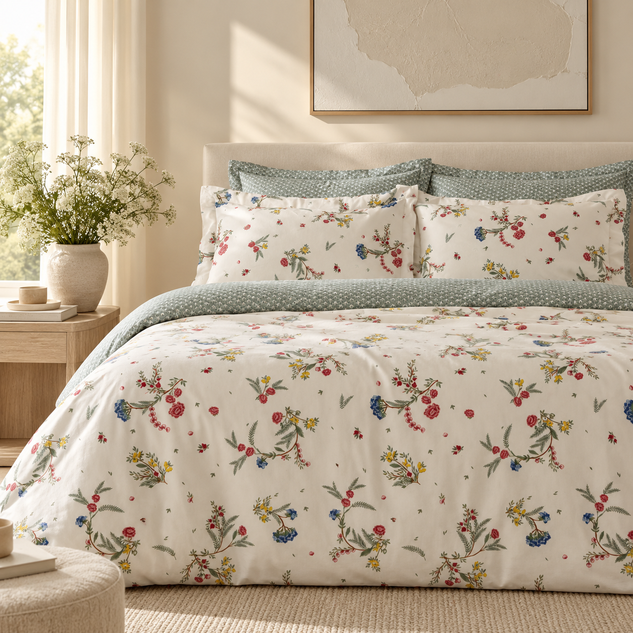 Karaca Home Dina 100% Cotton Double Duvet Cover Set – White Floral, 8680214366424 1 Karaca Home Dina 100% Cotton Double Duvet Cover Set – White Floral, 8680214366424