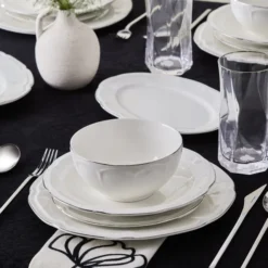 Alternative view of Karaca Tobias 56-Piece Bone China Dinner Set for 12 People - White, 153.03.08.4564