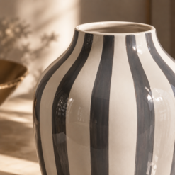 Alternative view of Karaca Home Grey & White Striped Ceramic Vase 20 cm, 300.23.01.0366
