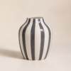 Karaca Home Grey & White Striped Ceramic Vase 20 cm, 300.23.01.0366 - Image 3