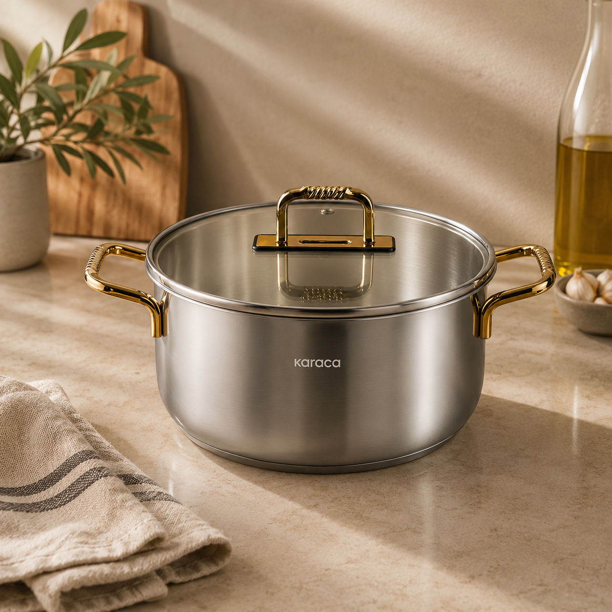Karaca Gold Elegance 24 cm Stainless Steel Pot, 8683650326014 1 Karaca Gold Elegance 24 cm Stainless Steel Pot, 8683650326014