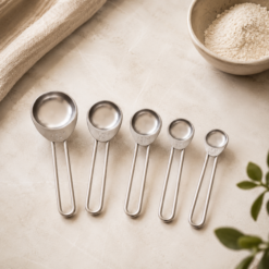 Karaca Lebanon 134 Karaca Crick Crack Stainless Steel 5-Piece Measuring Spoon Set, 153.03.06.7176