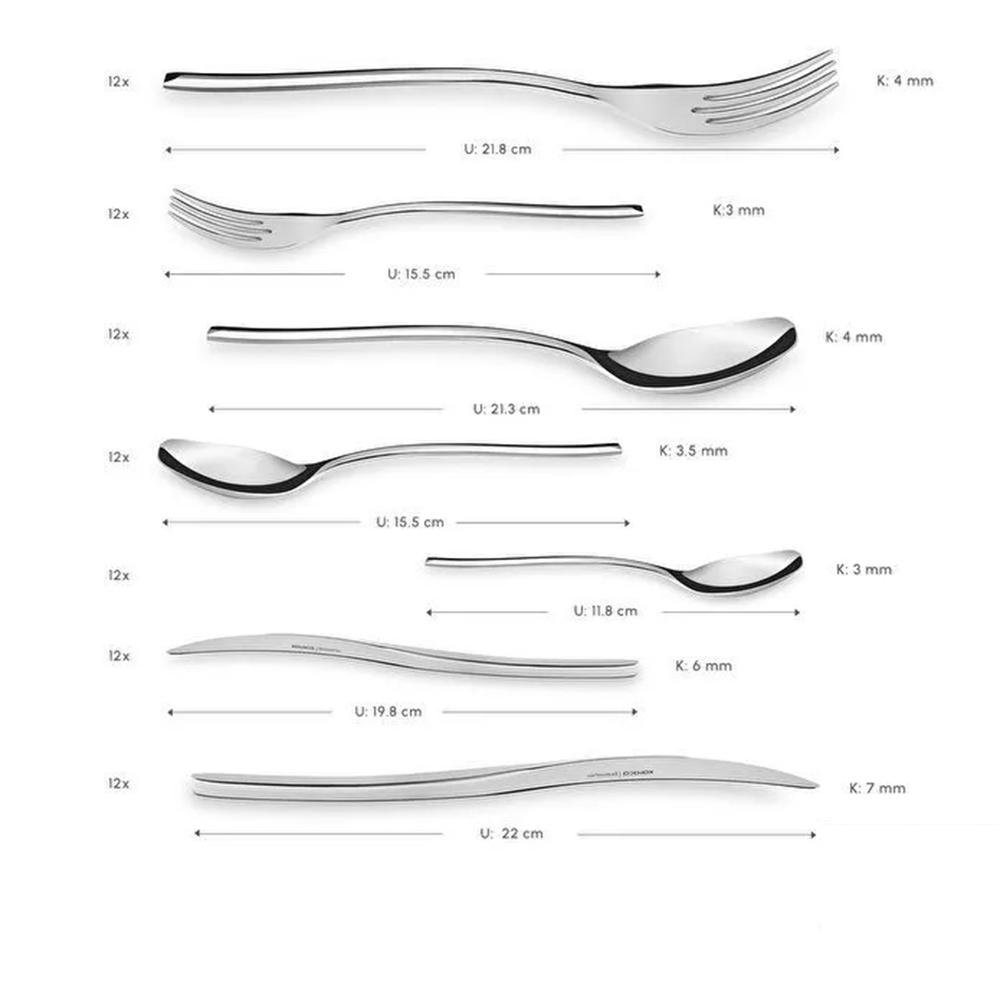 Karaca 316 Premium Dora Platinum 84-Piece Cutlery Set for 12 People, 153.03.08.1444 2 Karaca 316 Premium Dora Platinum 84-Piece Cutlery Set for 12 People, 153.03.08.1444 - Image 2