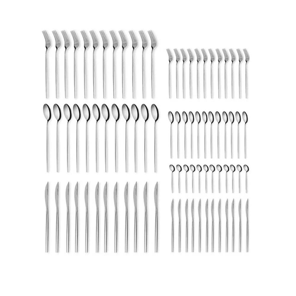 Karaca Mild 84-Piece 316+ Stainless Steel Cutlery Set for 12 People - Silver, 153.03.08.1817 2 Karaca Mild 84-Piece 316+ Stainless Steel Cutlery Set for 12 People - Silver, 153.03.08.1817 - Image 2