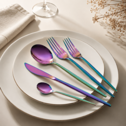 Karaca Orion 30-Piece Rainbow Stainless Steel Cutlery Set for 6 People, 153.03.08.1908