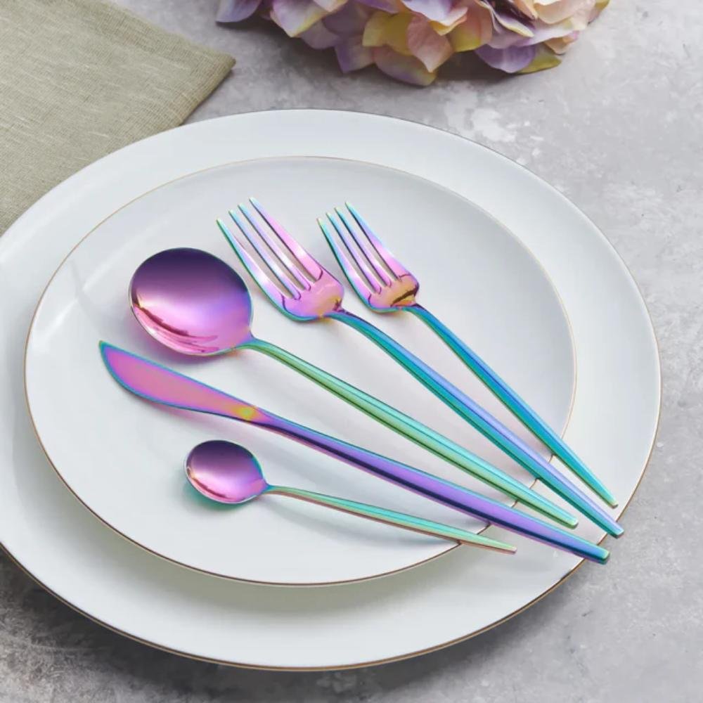 Karaca Orion 30-Piece Rainbow Stainless Steel Cutlery Set for 6 People - Multicolor, 153.03.08.1908 1 Karaca Orion 30-Piece Rainbow Stainless Steel Cutlery Set for 6 People - Multicolor, 153.03.08.1908