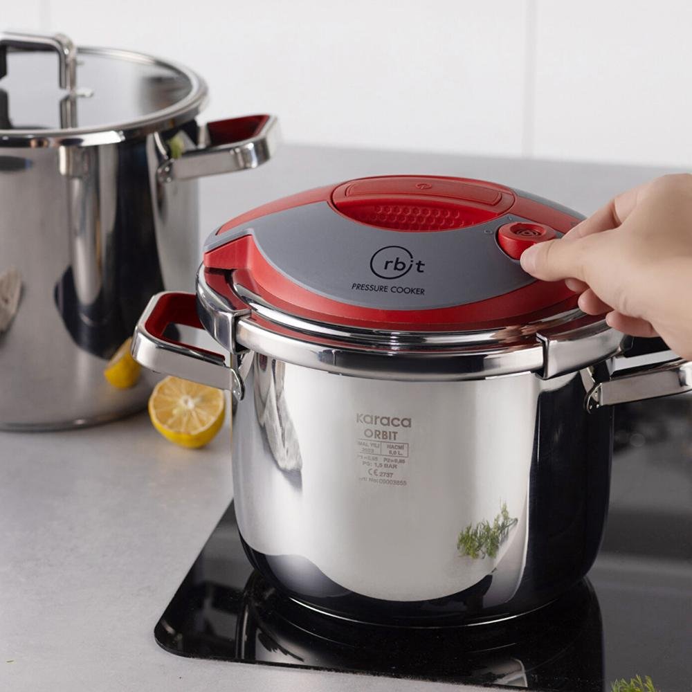 Karaca Orbit Pressure Cooker Set 6+8 L - Red, 153.09.01.3012 3 Karaca Orbit Pressure Cooker Set 6+8 L - Red, 153.09.01.3012 - Image 3