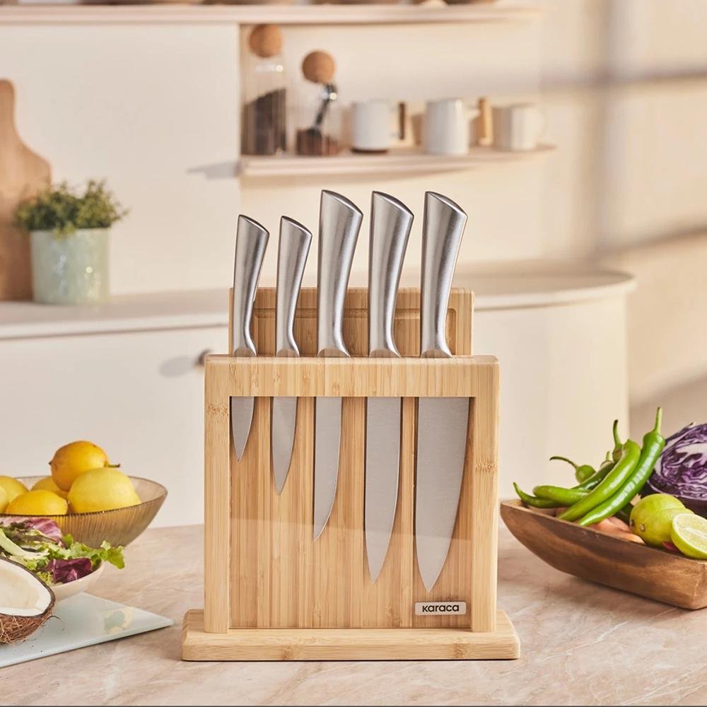 Karaca Roe deer Samurai Nagoya Vigor Japanese Steel 7-Piece Knife Set and Cutting Board, 153.09.01.4079 4 Karaca Roe deer Samurai Nagoya Vigor Japanese Steel 7-Piece Knife Set and Cutting Board, 153.09.01.4079 - Image 4