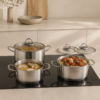 Karaca Fiorino Compact 6-Piece Stainless Steel Cookware Set, 153.09.01.8580 8 153.09.01.8580 1