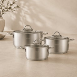 Karaca Fiorino Compact 6-Piece Stainless Steel Cookware Set, 153.09.01.8580
