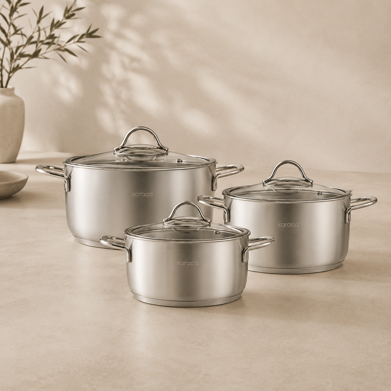 Karaca Fiorino Compact 6-Piece Stainless Steel Cookware Set, 153.09.01.8580 1 Karaca Fiorino Compact 6-Piece Stainless Steel Cookware Set, 153.09.01.8580