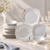Karaca Square Bone Bera 24-Piece Dinner Set for 6 People, 8683650361664
