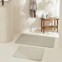 Karaca Home Figure Embos 2-Piece Bath Mat Set - Grey, 200.22.05.0262