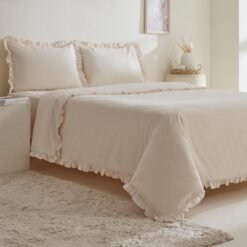 Alternative view of Karaca Home Pure Ruffle 100% Cotton King Size Ruffle Duvet Cover Set - Ecru, 200.22.05.0298