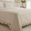 Karaca Home Pure Ruffle 100% Cotton King Size Ruffle Duvet Cover Set - Ecru, 200.22.05.0298 10 200.22.05.0298 3