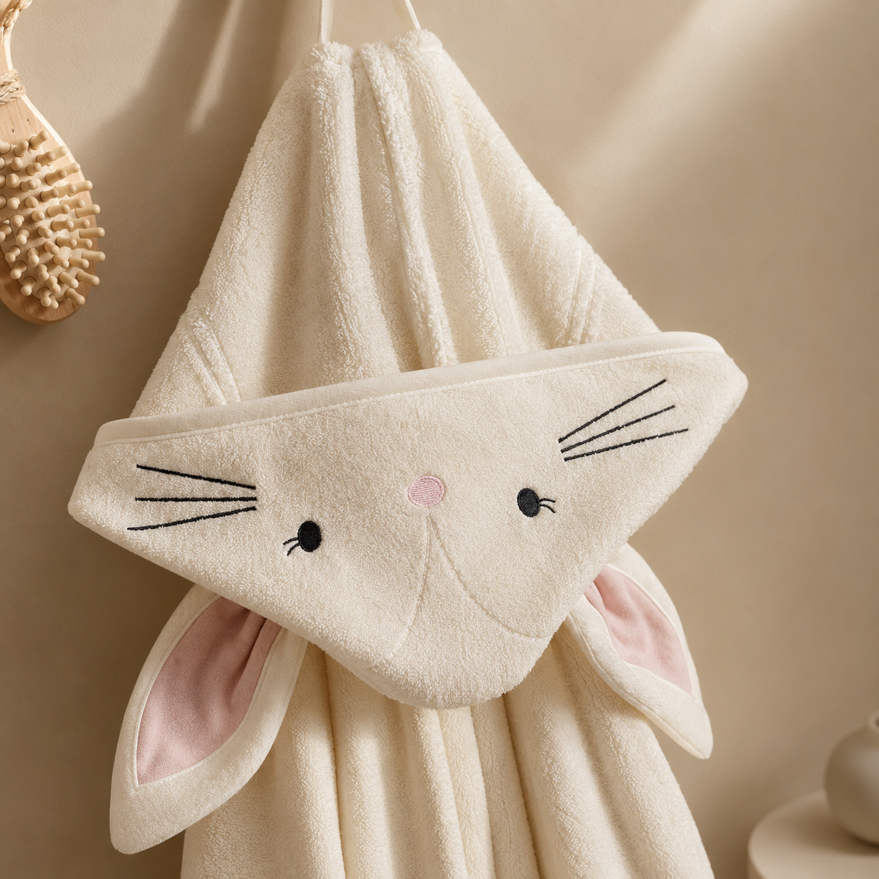 Karaca Home Baby Bunny 100% Cotton Velvet Poncho, 200.22.11.0377 2 Karaca Home Baby Bunny 100% Cotton Velvet Poncho, 200.22.11.0377 - Image 2