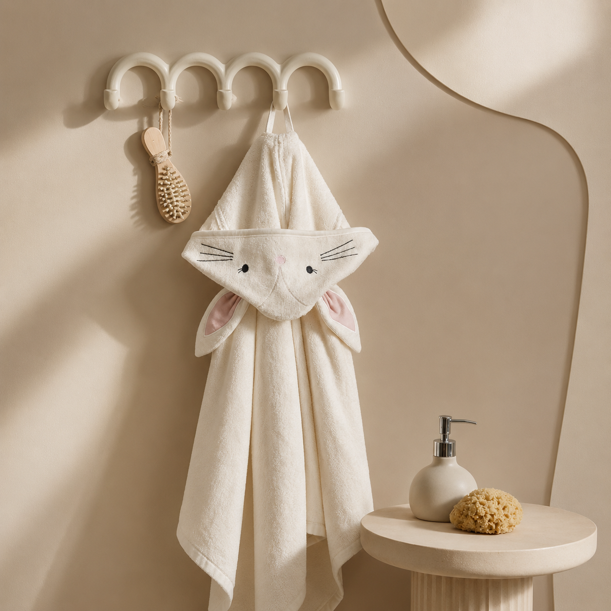 Karaca Home Baby Bunny 100% Cotton Velvet Poncho, 200.22.11.0377 1 Karaca Home Baby Bunny 100% Cotton Velvet Poncho, 200.22.11.0377