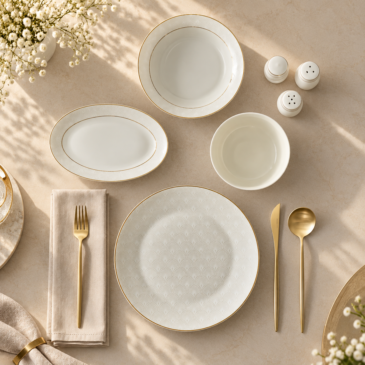 Karaca Elegance Bone Mandarin 53-Piece Dinner Set – 12 Person Gold Luxury Collection, 8683650360513 2 Karaca Elegance Bone Mandarin 53-Piece Dinner Set – 12 Person Gold Luxury Collection, 8683650360513 - Image 2