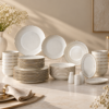 Karaca Elegance Bone Mandarin 53-Piece Dinner Set – 12 Person Gold Luxury Collection, 8683650360513