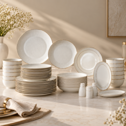 Karaca Elegance Bone Mandarin 53-Piece Dinner Set – 12 Person Gold Luxury Collection, 8683650360513