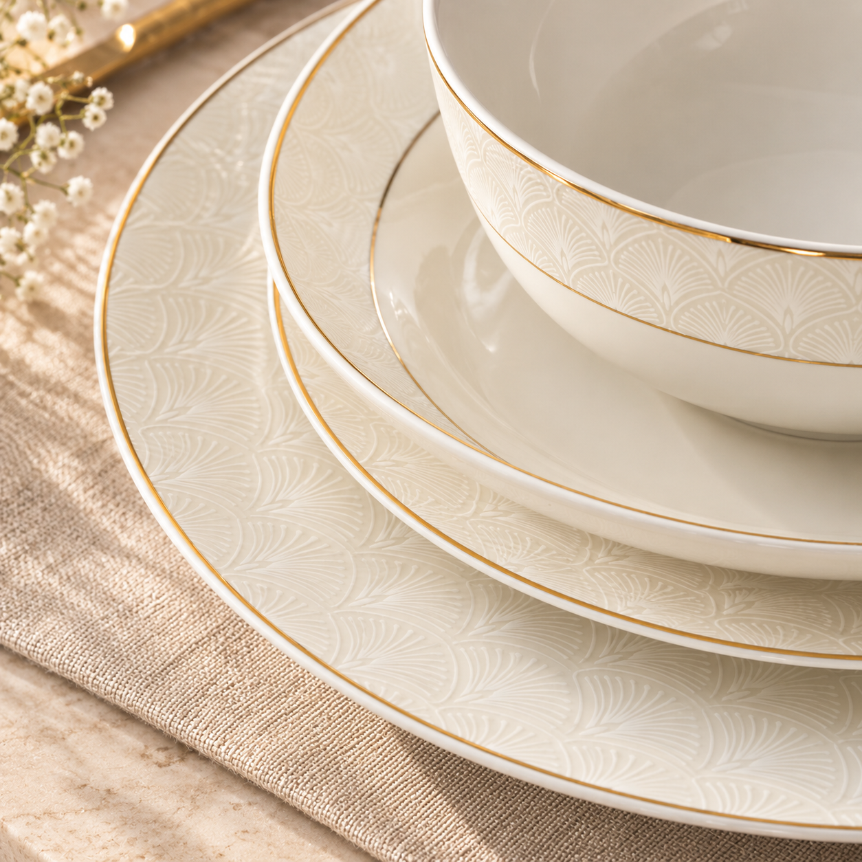 Karaca Elegance Bone Mandarin 53-Piece Dinner Set – 12 Person Gold Luxury Collection, 8683650360513 5 Karaca Elegance Bone Mandarin 53-Piece Dinner Set – 12 Person Gold Luxury Collection, 8683650360513 - Image 5