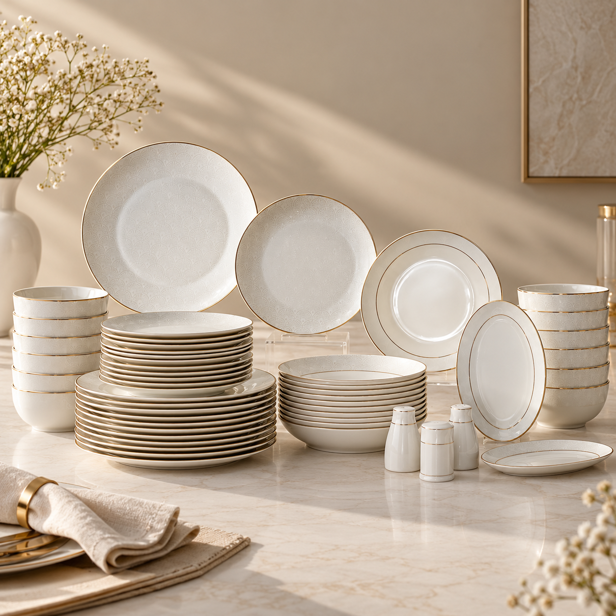 Karaca Elegance Bone Mandarin 53-Piece Dinner Set – 12 Person Gold Luxury Collection, 8683650360513 1 Karaca Elegance Bone Mandarin 53-Piece Dinner Set – 12 Person Gold Luxury Collection, 8683650360513