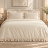 Karaca Home Pure Ruffle 100% Cotton King Size Duvet Cover Set – Light Beige, 8680214362907