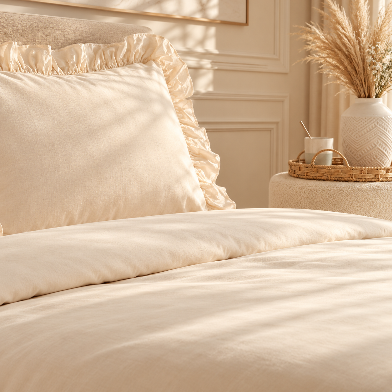 Karaca Home Pure Ruffle 100% Cotton King Size Duvet Cover Set – Light Beige, 8680214362907 5 Karaca Home Pure Ruffle 100% Cotton King Size Duvet Cover Set – Light Beige, 8680214362907 - Image 5