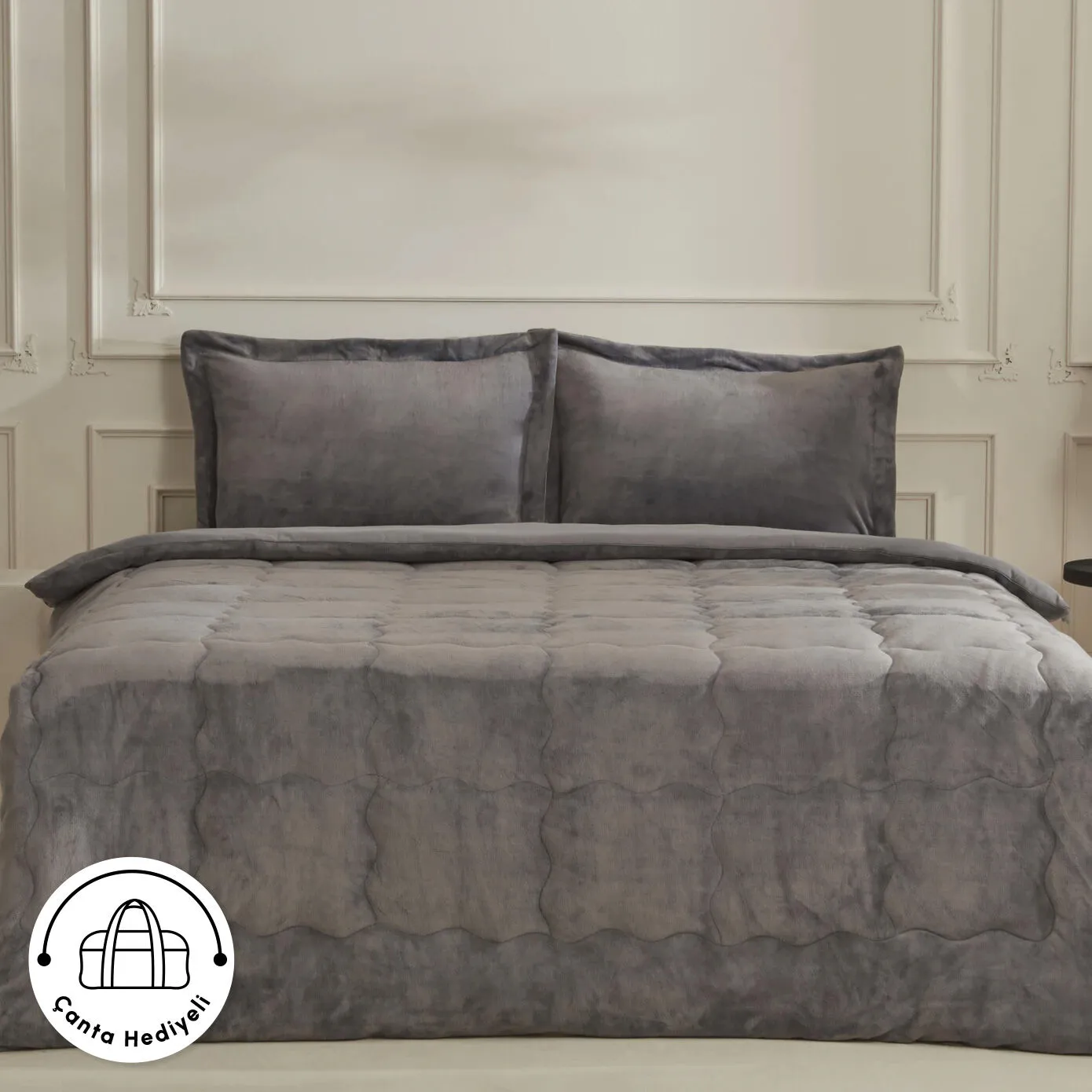 Karaca Home Flufy Double Soft Dream Comfort Sleep Set ? Anthracite, 8680214363287 8 Karaca Home Flufy Double Soft Dream Comfort Sleep Set ? Anthracite, 8680214363287 - Image 8