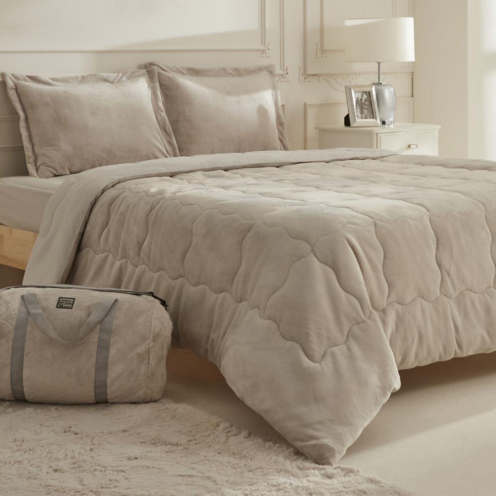 Karaca Home Flufy Double Soft Dream Comfort Set - Beige, 8680214363300 2 Karaca Home Flufy Double Soft Dream Comfort Set - Beige, 8680214363300 - Image 2
