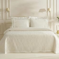 Karaca Home Glory 100% Cotton Double Duvet Set - 7 Pieces, Ecru, 8680214364765