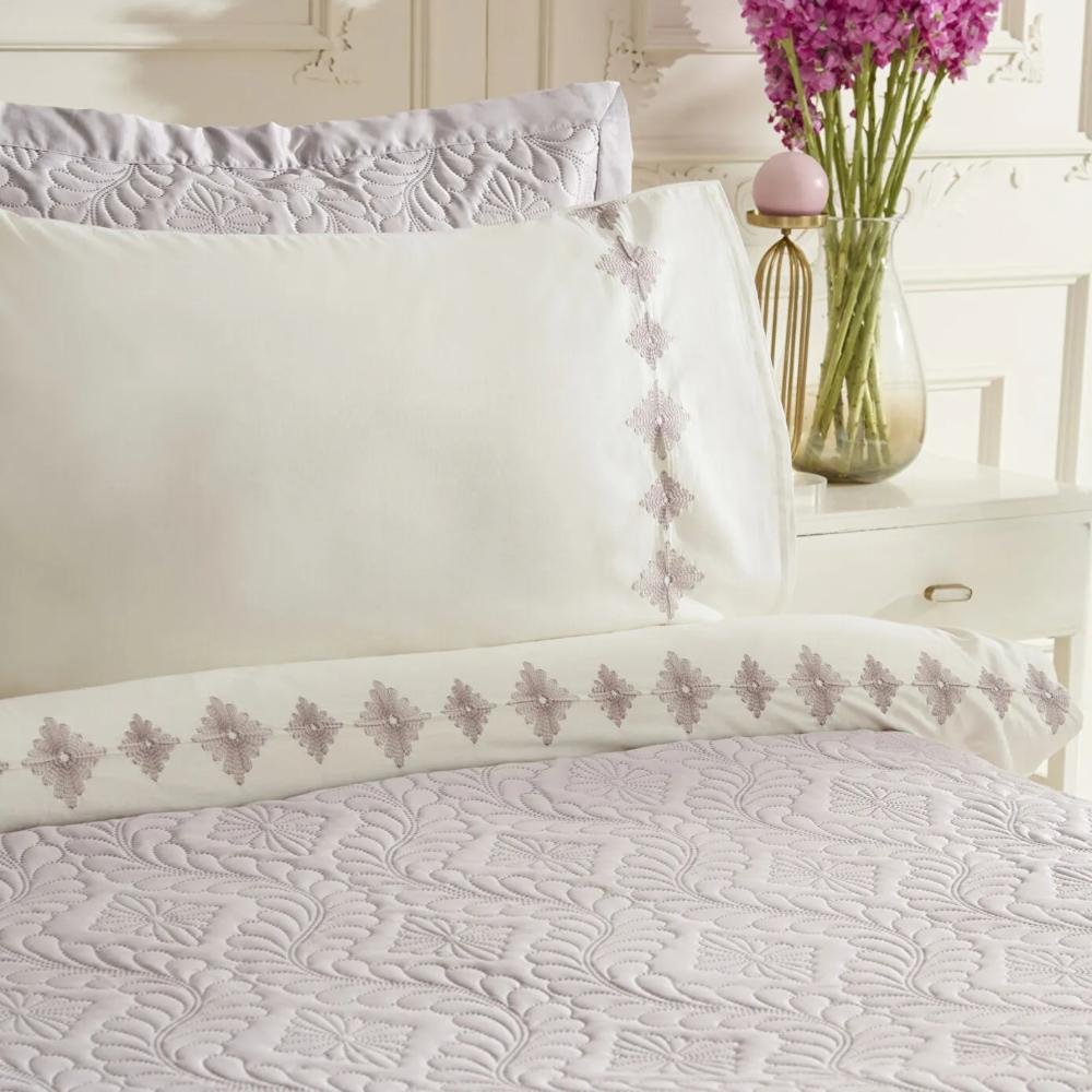 Karaca Home Glory 100% Cotton Double Duvet Set - 7 Pieces, Powder Pink, 8680214364888 4 Karaca Home Glory 100% Cotton Double Duvet Set - 7 Pieces, Powder Pink, 8680214364888 - Image 4