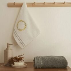 Karaca Home Tina 2-Piece Embroidered Hand and Face Towel Set, 8680214389102