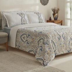 Alternative view of Karaca Home Lemy 100% Cotton Satin Double Duvet Cover Set - Blue, 8680214391488