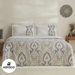 Karaca Home Lemy 100% Cotton Satin Double Duvet Cover Set - Blue, 8680214391488