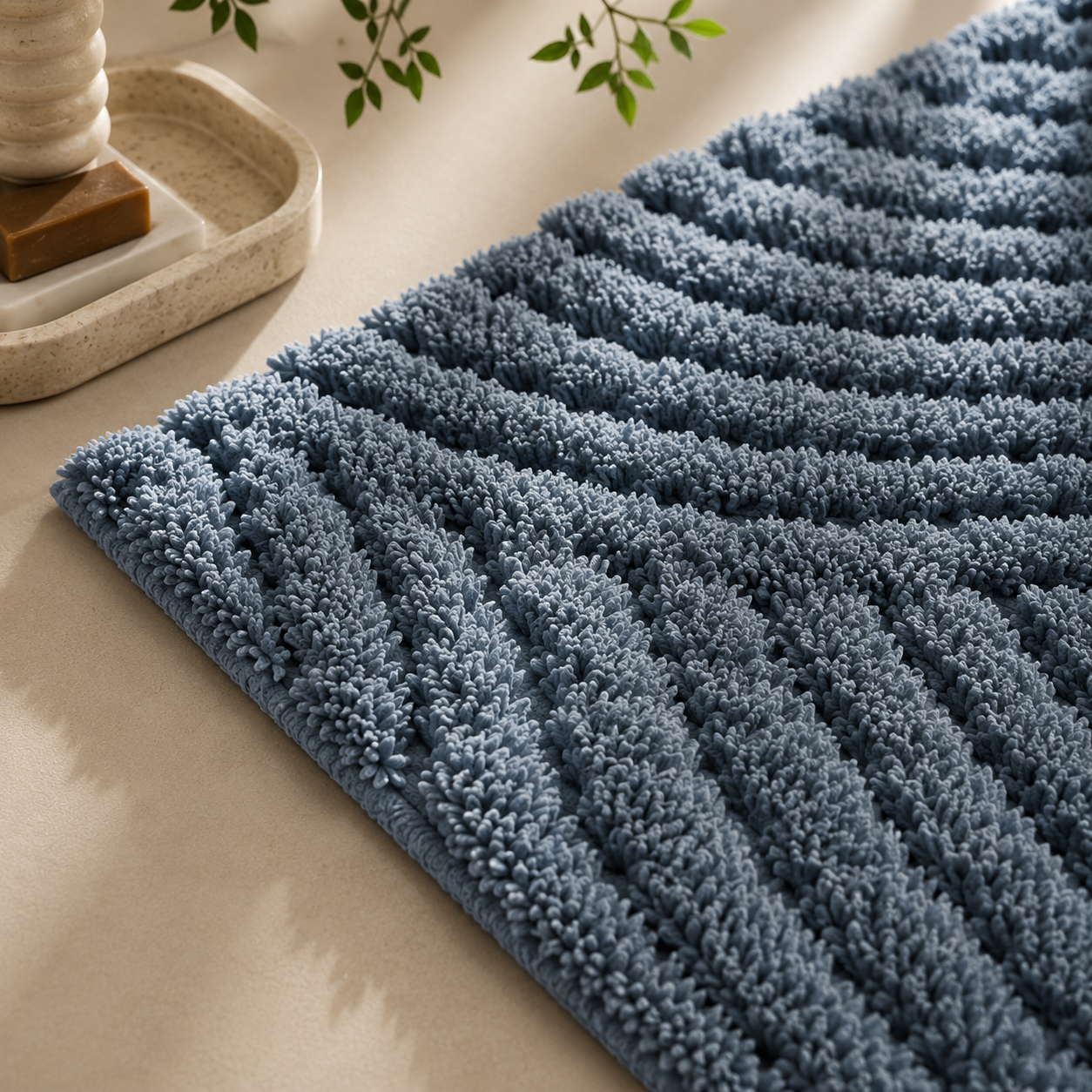 Karaca Home Roma 2-Piece Bathmat Set - Indigo, 8680214393918 2 Karaca Home Roma 2-Piece Bathmat Set - Indigo, 8680214393918 - Image 2