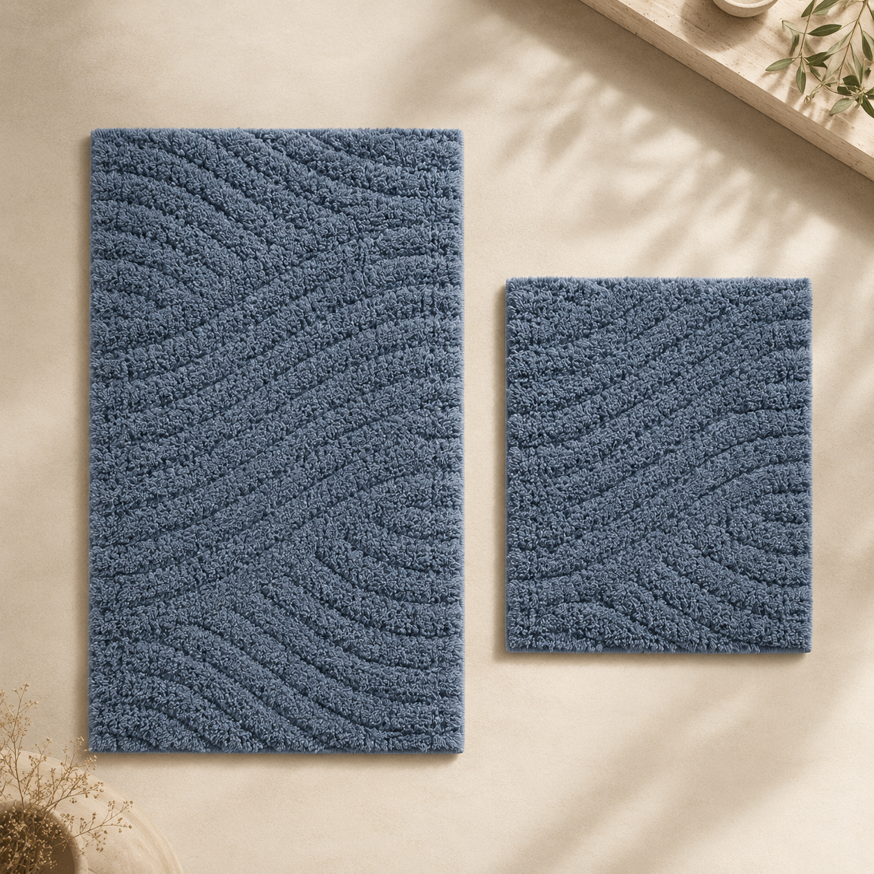 Karaca Home Roma 2-Piece Bathmat Set - Indigo, 8680214393918 3 Karaca Home Roma 2-Piece Bathmat Set - Indigo, 8680214393918 - Image 3
