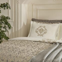 Alternative view of Karaca Home Grace 8-Piece Double Bridal Set – Elegant Anthracite Luxury Bedding, 8680214416822