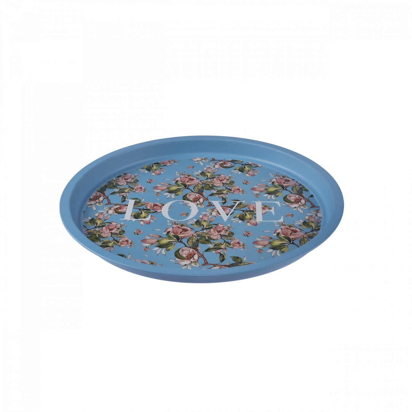 Karaca Love Metal Round Tray 35 cm ? Blue Floral Decorative Serving Tray, 153.09.01.3986 4 Karaca Love Metal Round Tray 35 cm ? Blue Floral Decorative Serving Tray, 153.09.01.3986 - Image 4