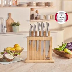 Karaca Samurai Nagoya Vigor Japanese Steel 7-Piece Knife Set and Cutting Board, 153.09.01.4079