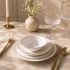 Karaca Elegance Bone Mari 24-Piece Fine Bone Porcelain Dining Set, 8683650406761