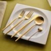 Karaca Orion 60-Piece Cutlery Set for 12 people - Mat Gold, 8683650323976