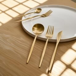 Alternative view of Karaca Orion 60-Piece Cutlery Set for 12 people - Mat Gold, 8683650323976