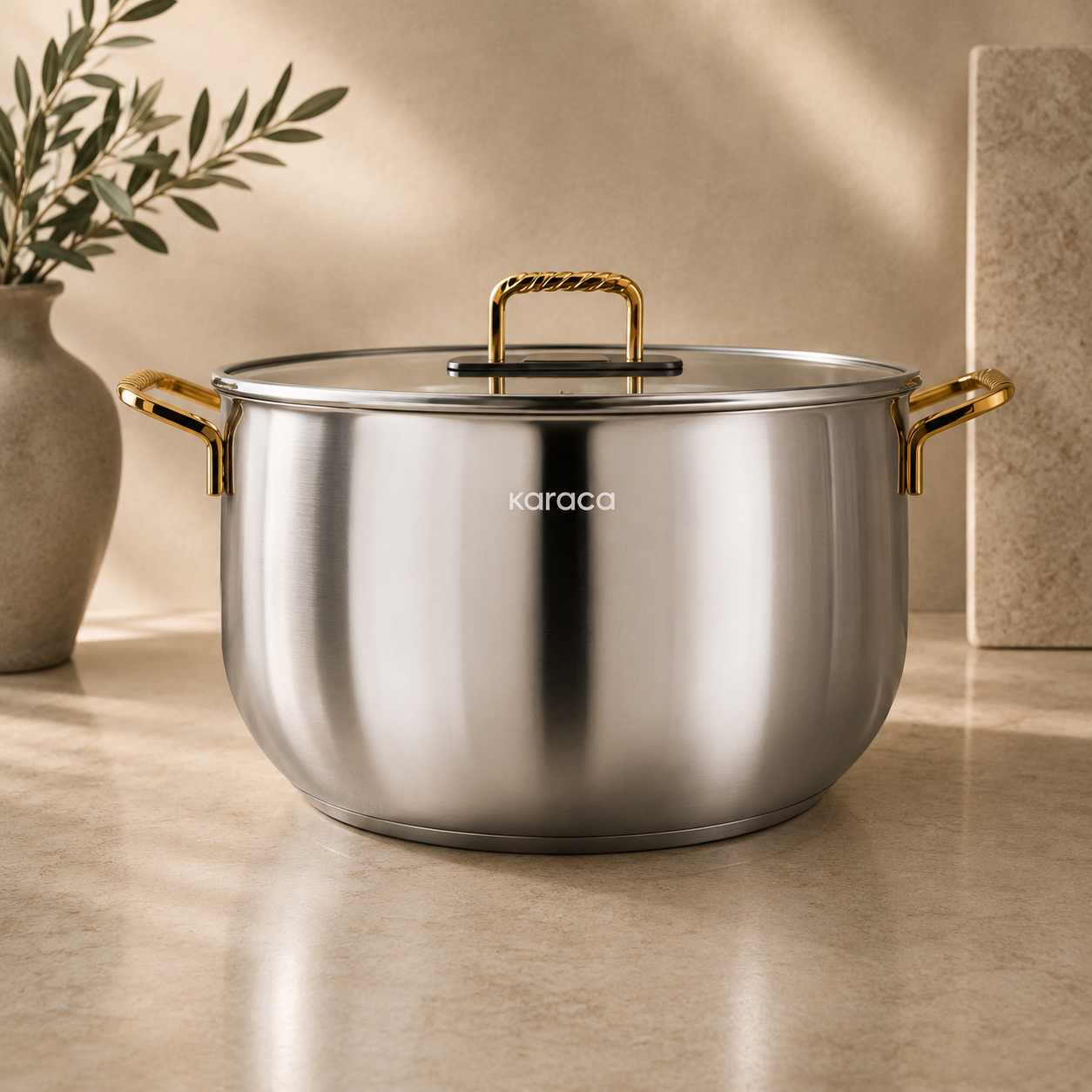 Karaca Gold Elegance 34 cm Stainless Steel Pot, 8683650326052 1 Karaca Gold Elegance 34 cm Stainless Steel Pot, 8683650326052